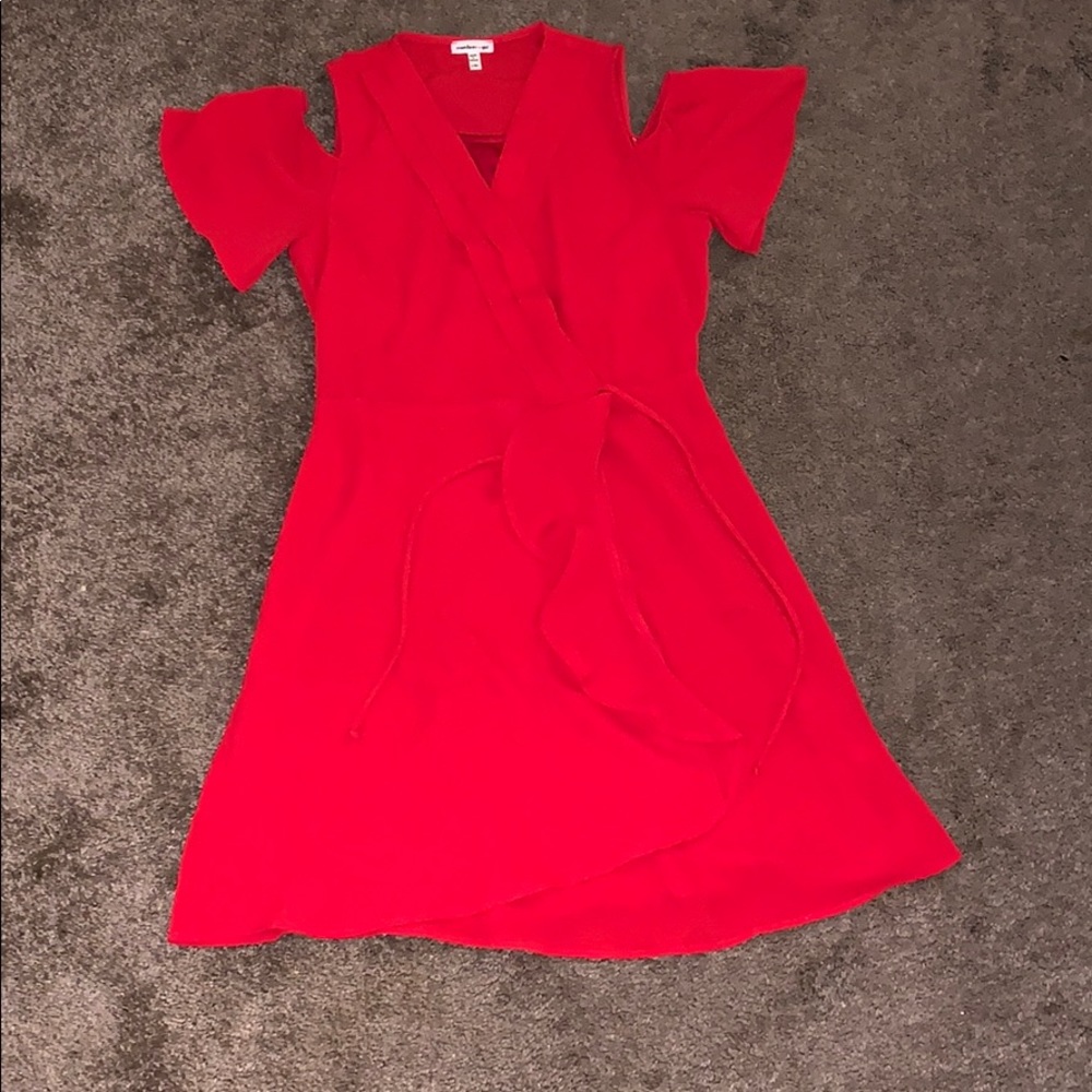 Red kids off the shoulder dress.
